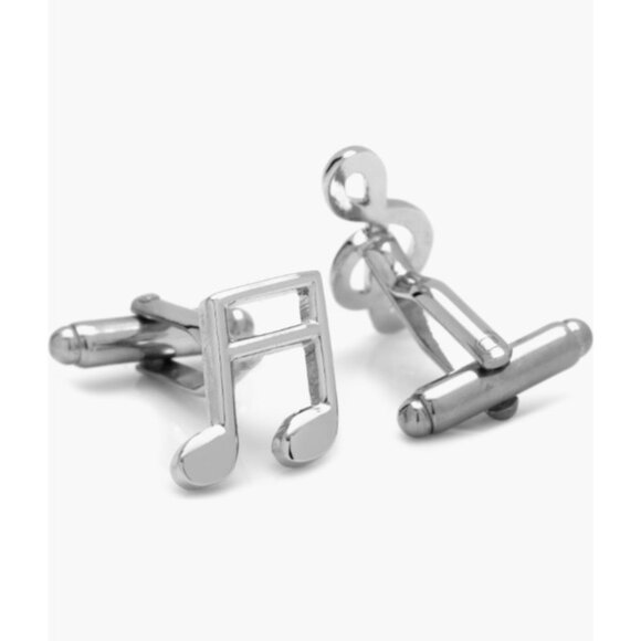 Cufflinks Inc Music Notes Cufflinks Silver Metal Cufflinks - Picture 3 of 6